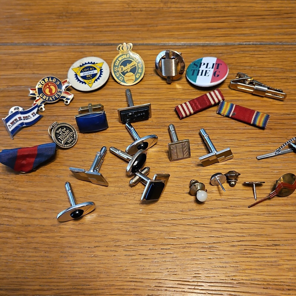 Vintage Junk Drawer Lot Pins Cufflinks Jewelry